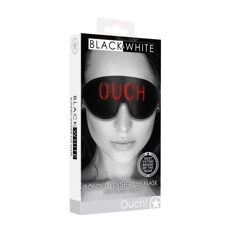 Shots Toys OUCH! BW Bonded Leather Eye Mask Premium Bondage Blindfold - - Masks And Blindfolds