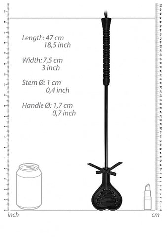 Shots Toys Ouch! Crop Black Heart with Black Lace BDSM Impact Play - Whips And Crops