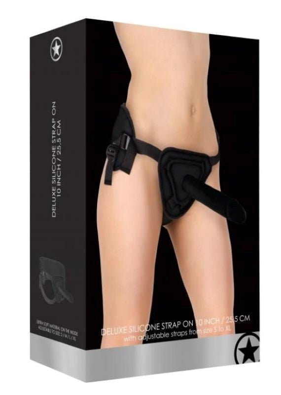 Shots Toys Ouch! Deluxe Silicone Strap On 10 Inch Premium Harness System - - Strap On Sextoys