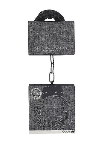 Shots Toys Ouch! Denim Metal Handcuffs with Adjustable Denim Design - Cuffs and Restraints