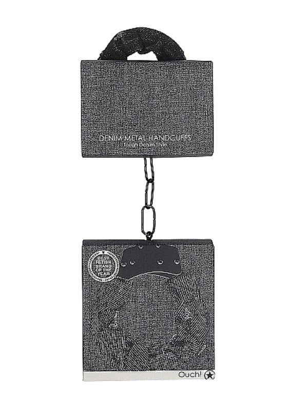 Shots Toys OUCH! Denim Metal Handcuffs Black Professional Restraint - - Cuffs and Restraints