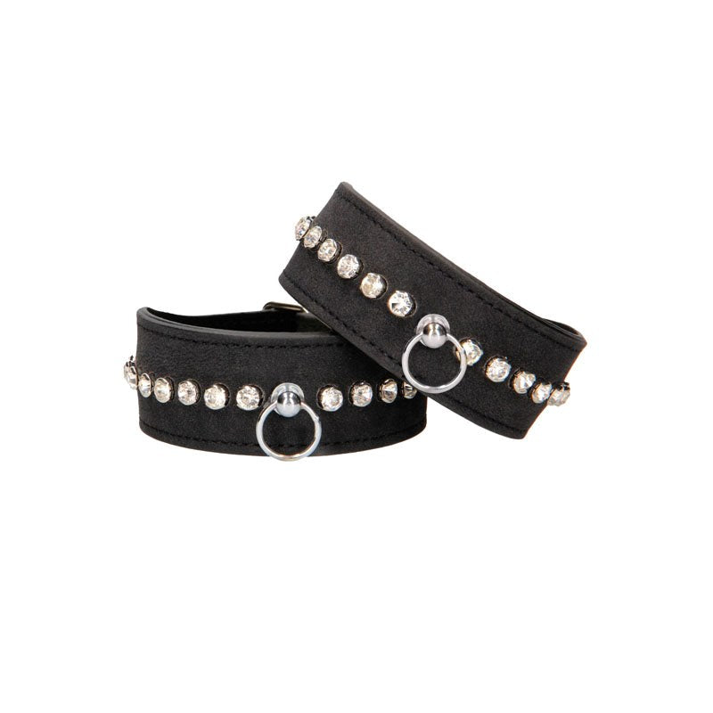 Shots Toys OUCH! Diamond Studded Ankle Cuffs Premium Restraint BDSM Cuffs - - Cuffs and Restraints