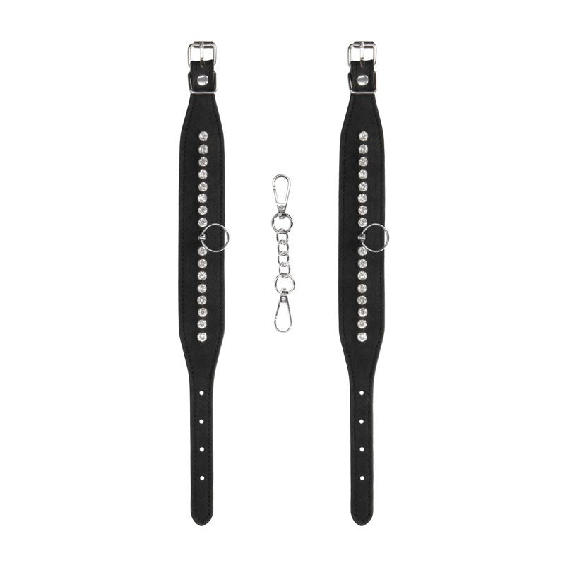 Shots Toys OUCH! Diamond Studded Ankle Cuffs Premium Restraint BDSM Cuffs - - Cuffs and Restraints