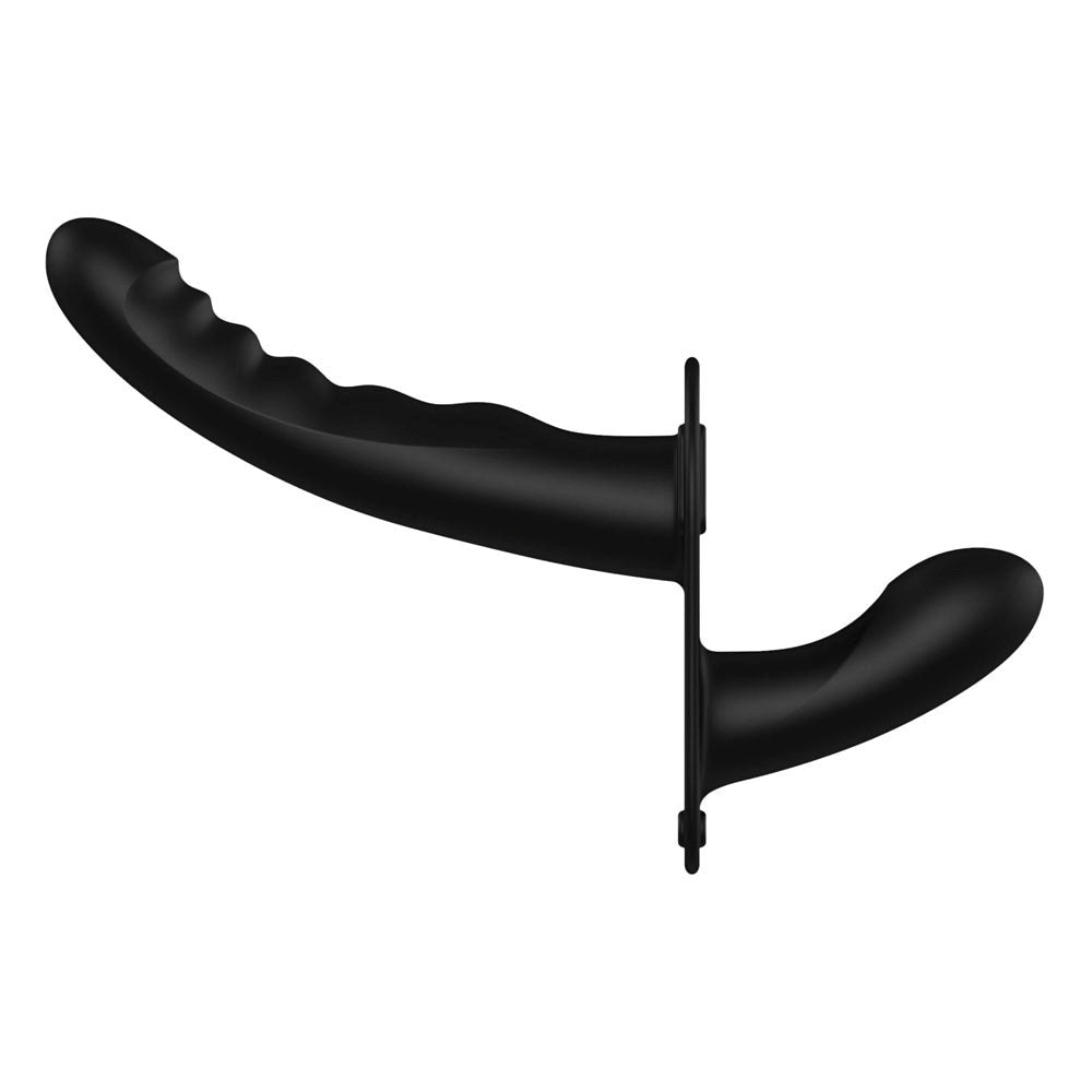 Shots Toys OUCH! Dual Silicone Ribbed Strap On Shared Pleasure Experience - - Realistic Dildos