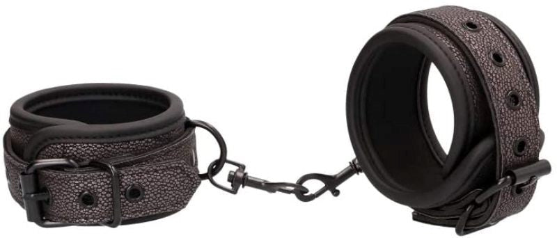 Shots Toys Grey Titanium Padded Ankle Cuffs Premium Titanium Restraints - - Cuffs and Restraints