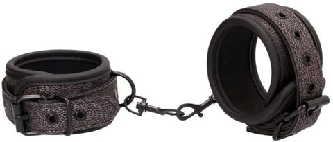 Shots Toys Grey Titanium Padded Ankle Cuffs Premium Titanium Restraints - Cuffs and Restraints
