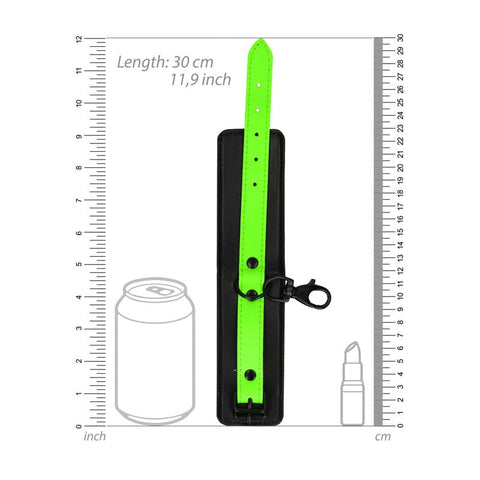 Shots Toys OUCH! Glow in Dark Handcuffs with Fluorescent Green Glow - Cuffs and Restraints