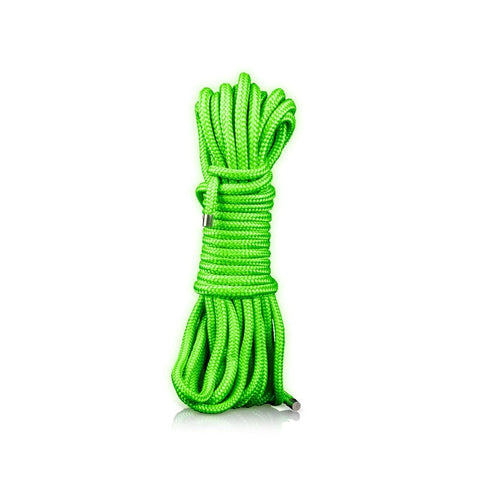 Shots Toys OUCH! Glow In Dark Rope 10m Fluorescent Green Bondage Rope - Cuffs and Restraints