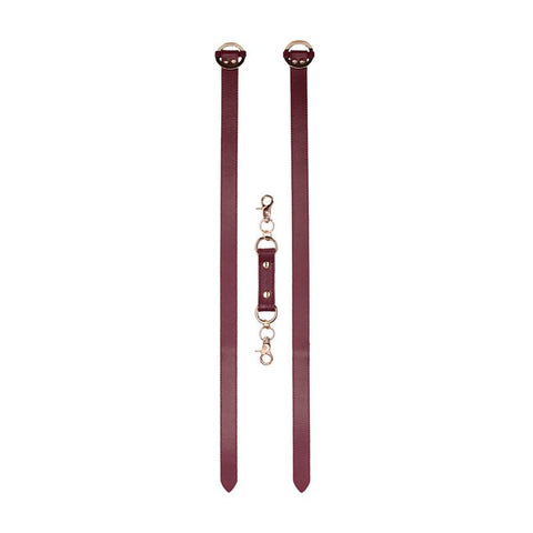 Shots Toys OUCH! Halo Thigh Cuffs Burgundy Restraints with Golden Rings - Cuffs and Restraints