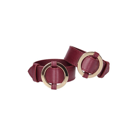 Shots Toys OUCH! Halo Cuffs Premium Leather BDSM Restraints with D Rings - Cuffs and Restraints