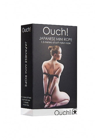 Shots Toys Ouch! Japanese Mini Rope 1.5m Black Bondage Rope for Shibari - Cuffs and Restraints