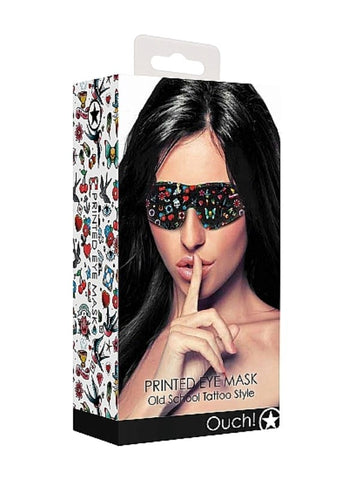 Shots Toys Ouch Printed Eye Mask Tattoo Inspired Fetish Accessory - Masks And Blindfolds