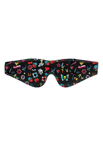 Shots Toys Ouch Printed Eye Mask Tattoo Inspired Fetish Accessory - Masks And Blindfolds