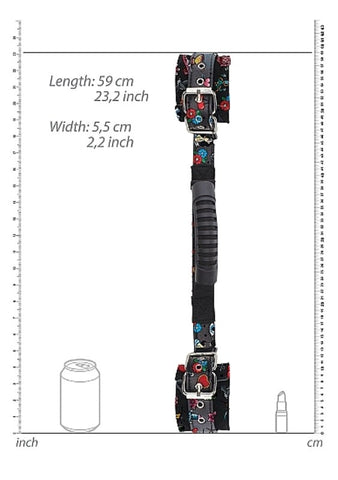 Shots Toys OUCH! Printed Handcuffs with Handle Old School Restraint System - Cuffs and Restraints