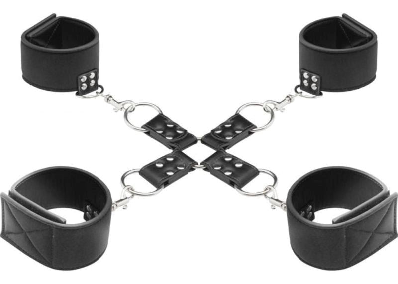 Ouch! Reversible BDSM Play Hogtie Black Top Cock Fittings - - Cuffs And Restraints