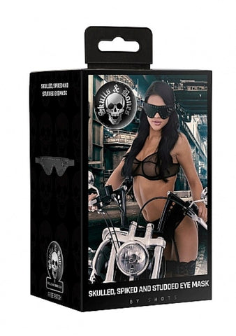 Shots Toys OUCH! S+B Eye Mask + Skulls & Spikes Black Sensory Deprivation - Fancy Dress Ups