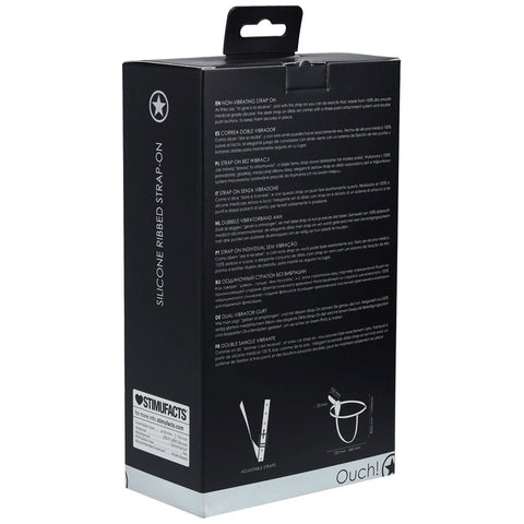 Shots Toys Indulge in Shared Ecstasy OUCH! Silicone Ribbed Strap On Premium - Strap On Sextoys