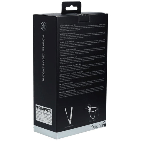Shots Toys OUCH! Silicone Ridged Strap On Premium Body Safe Silicone Design - Realistic Dildos