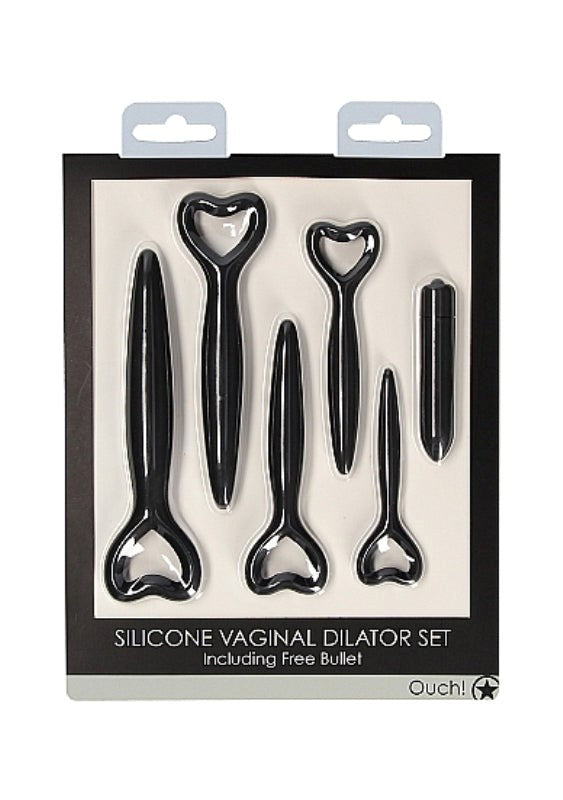 Shots Toys OUCH! Silicone Vaginal Dilator Set Black with Vibrating Bullet - - Dental and Clinical