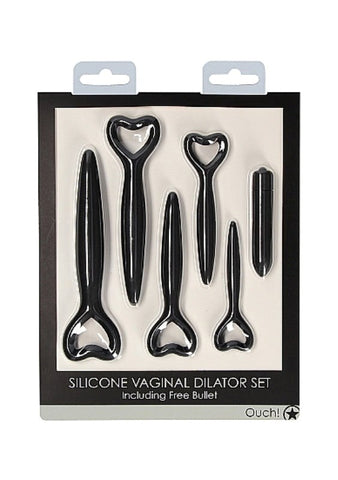 Shots Toys OUCH! Silicone Vaginal Dilator Set Black with Vibrating Bullet - Dental and Clinical