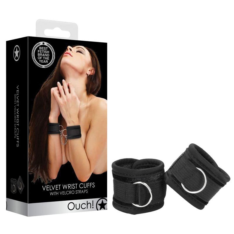 Shots Toys OUCH! Velvet and Velcro Handcuffs Comfortable Restraint Play - - Cuffs and Restraints