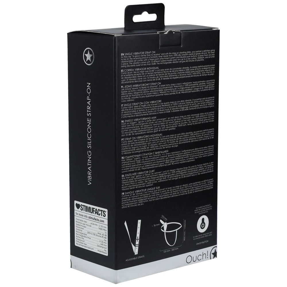 Shots Toys OUCH! Pleasure Enhancing Vibrating Silicone Strap On Multi Speed - - Strap On Sextoys