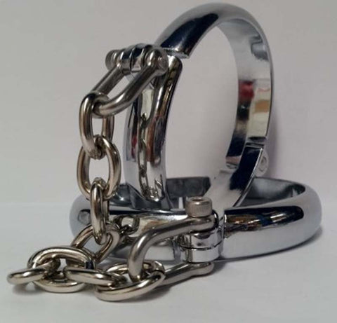 Oval Cold Steel Bondage Cuffs - Cuffs and Restraints