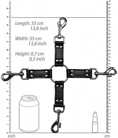 Shots Toys Pain 4 way Leather Hogtie BDSM Restraint System - Cuffs And Restraints