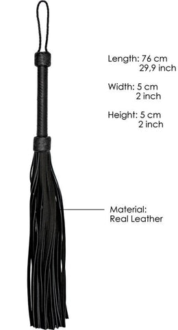 Shots Toys Pain Heavy Leather Tail Flogger with 36 Dual Sided Tails - Whips And Crops