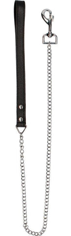 Shots Toys Pain Leather Handle Chain Lead BDSM Control Accessory - Collars and Leads