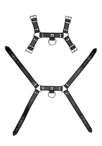Shots Toys Pain Leather Male Chest Harness Adjustable Buckle Design - Cuffs And Restraints