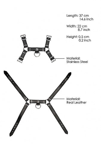 Shots Toys Pain Leather Male Chest Harness Adjustable Buckle Design - Cuffs And Restraints