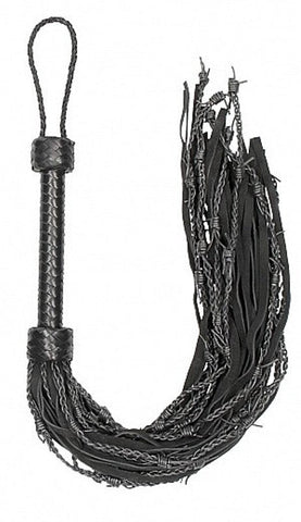 Shots Toys Pain Leather Suede Barbed Wired Flogger BDSM Impact Play - Whips And Crops