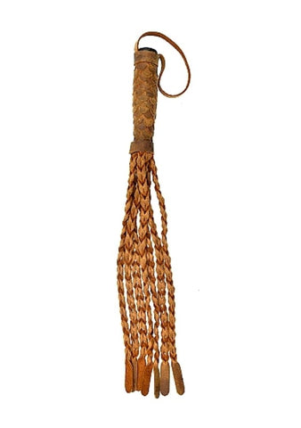 Shots Toys Pain Medieval Braided Tan Whip Italian Leather BDSM Impact Play - Whips And Crops
