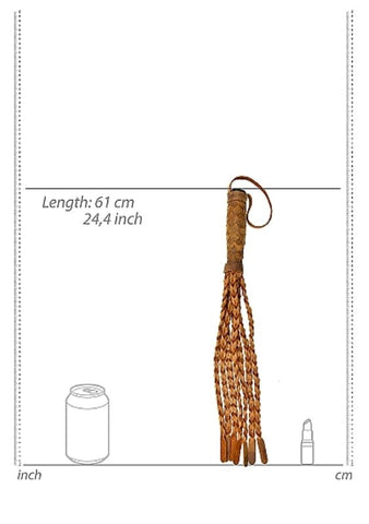 Shots Toys Pain Medieval Braided Tan Whip Italian Leather BDSM Impact Play - Whips And Crops