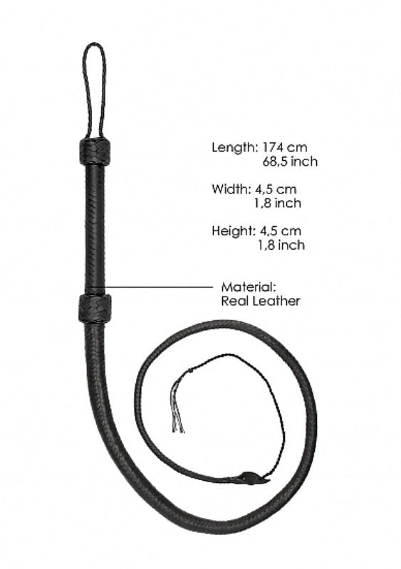 Pain Real Leather Bullwhip Discreet Packaging - - Whips And Crops
