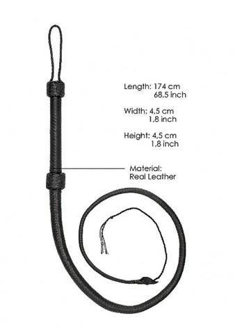 Shots Toys Pain Real Leather Bullwhip Premium Cowhide Construction - Whips And Crops