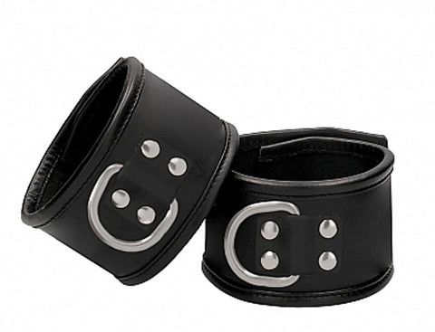 Shots Toys Pain Restraint Handcuff with Padlock Black Bondage Restraint - Cuffs And Restraints