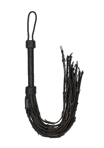 Shots Toys Pain Saddle Leather with Barbed Wire Flogger Intense BDSM Impact - Whips And Crops