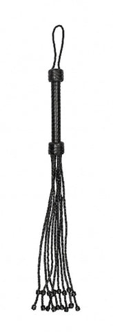 Shots Toys Pain Short Leather Braided Flogger with 9 Double Braided Tails - Whips And Crops