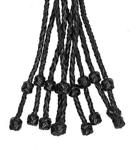 Shots Toys Pain Short Leather Braided Flogger with 9 Double Braided Tails - Whips And Crops
