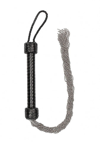 Shots Toys Pain Silver Ball Chain Flogger with 18 Aluminum Chains - Whips And Crops