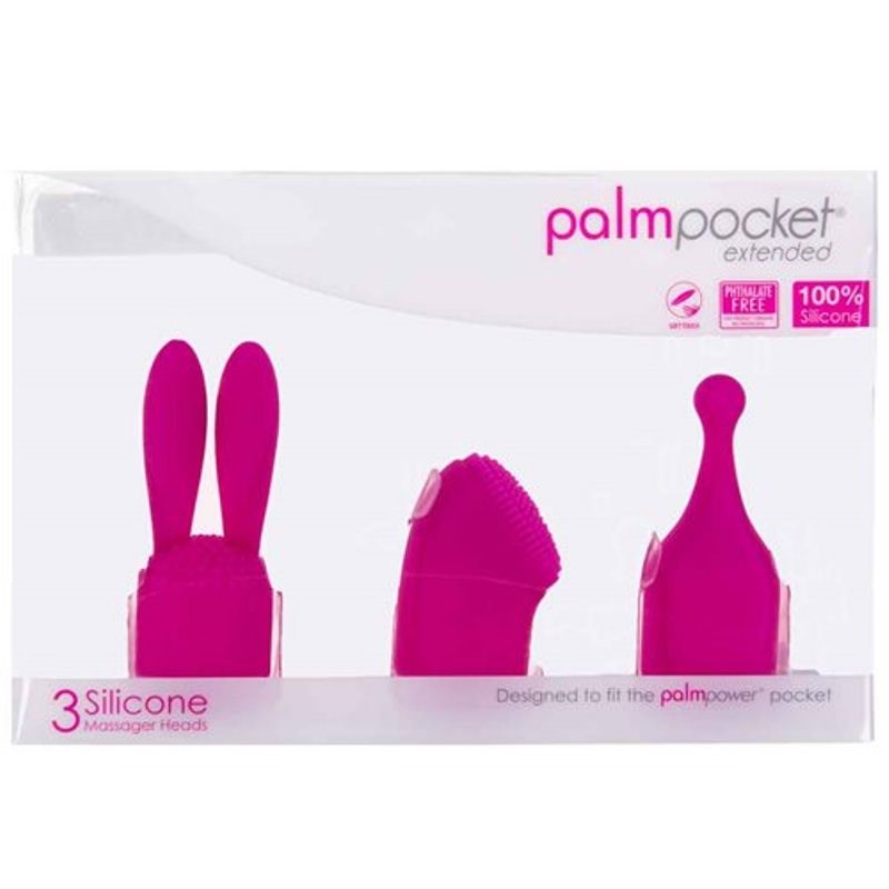 BMS Factory Palm Power Pocket Extended Silicone Attachment Set 3 Pieces - - Vibrator Accessories
