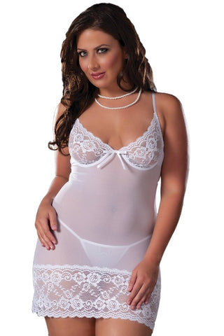 Seven til Midnight Parisian Lace Chemise & Thong Seductive Lingerie Set - Bustiers and Corsets