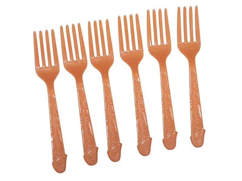 Hua Novelties Pecker Forks Pink Penis Shaped Party Utensils Set of 8 - - Bachelorette and Bucks