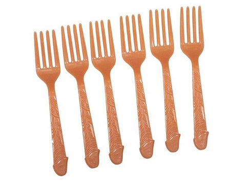 Hua Novelties Pecker Forks Pink Penis Shaped Party Utensils Set of 8 - Bachelorette and Bucks
