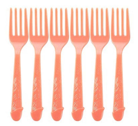 Hua Novelties Pecker Forks Pink Penis Shaped Party Utensils Set of 8 - Bachelorette and Bucks