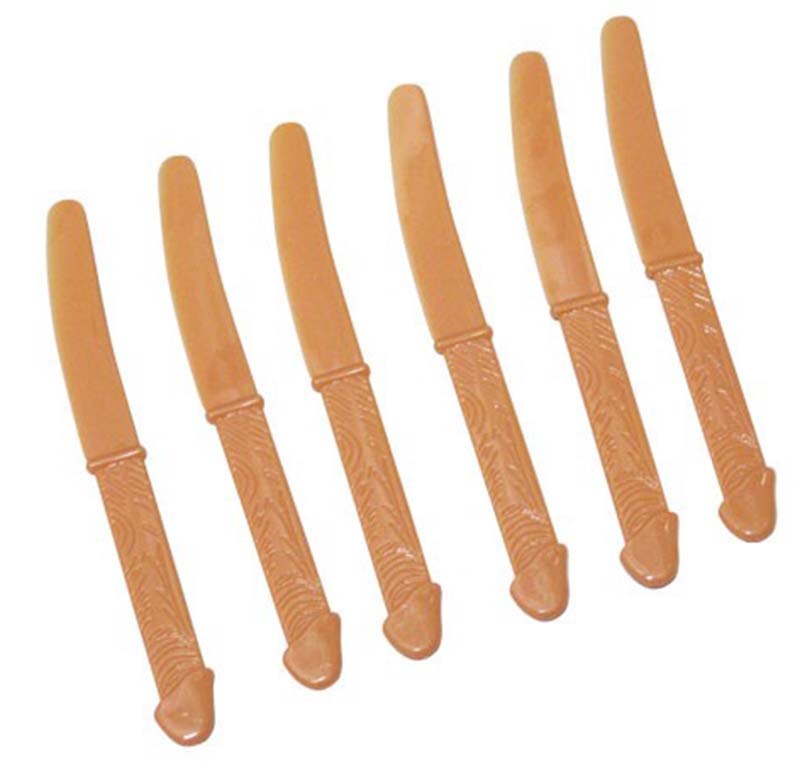 Hua Novelties Pecker Knives Penis Shaped Party Cutlery Set of 6 - - Bachelorette and Bucks