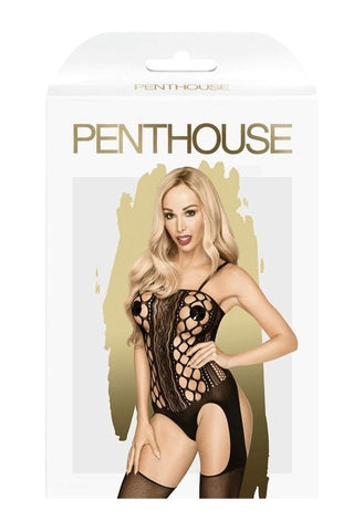 Penthouse Lingerie BOMB SQUAD Black XL Stretch Net Bodystocking - Hosiery