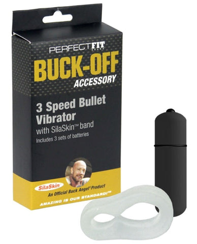 Perfect Fit Buck Off 3 Speed Bullet Vibrator with Stretchy Silaskin Band - Bullet Vibrators